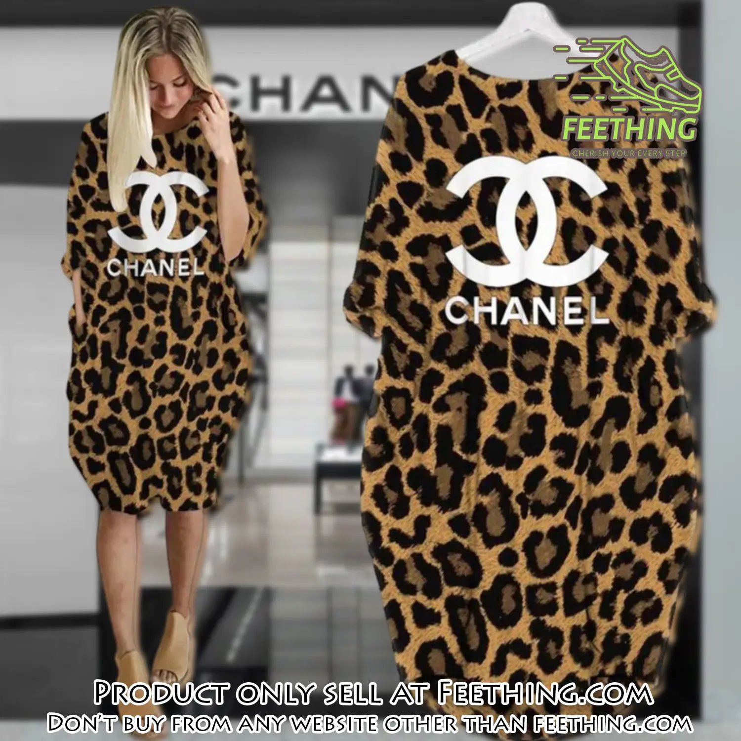 Chanel leopard batwing pocket dress luxury brand for women pd075 ft4837990